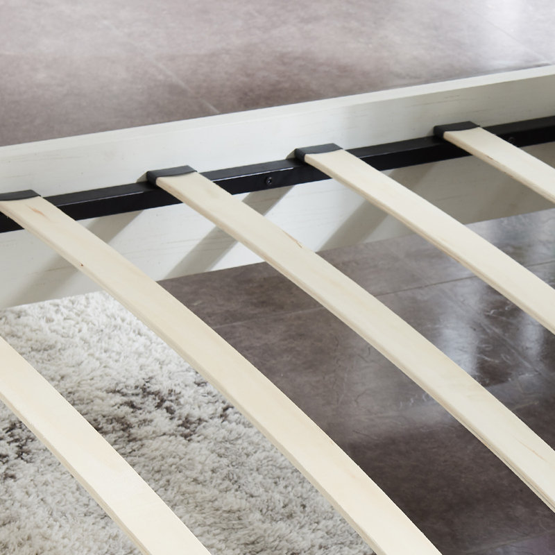 Farmhouse Bed Frame With Charging Station And Storage Cabinets, White, King