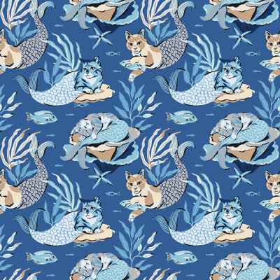Meowing Mermaids Peel and Stick Wallpaper