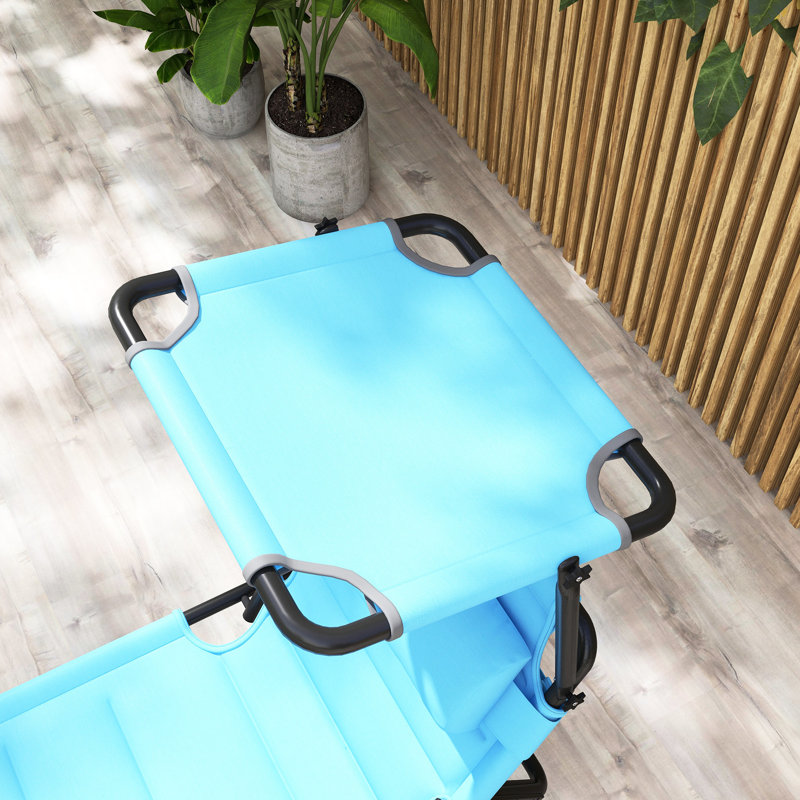 Blue Camping Hiking Chair With Sunshade, Pillow & - Adjustable Folding Chaise Cushion For Outdoor Adventures Beach Sunshade Trips