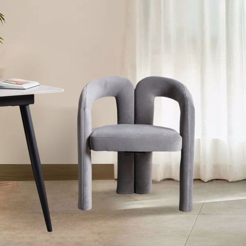 Diomiro Velvet Armchair, Gray Velvet