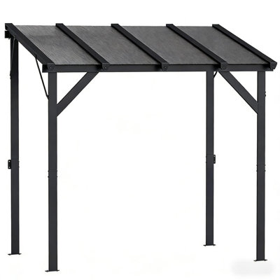 96.5" L Modern Lean-to BBQ Shelter with UPF 50+ Translucent Roof & Steel Frame for Patio, Small Spaces