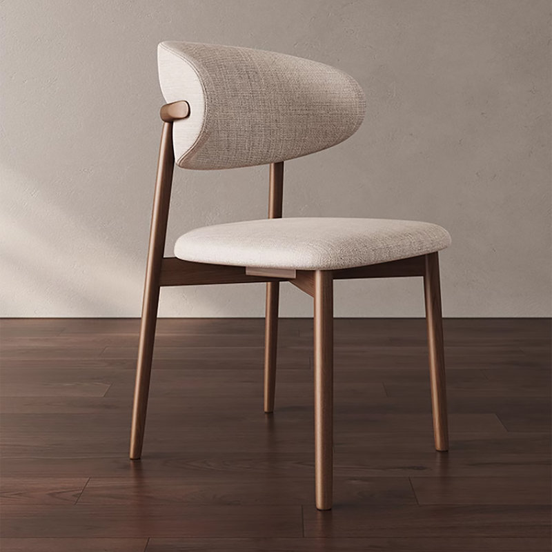Mid-Century Solid Wood Beige Upholstered Dining Chairs, No Assembly Required Accent Chairs For Dining Room (Set of 2), 2