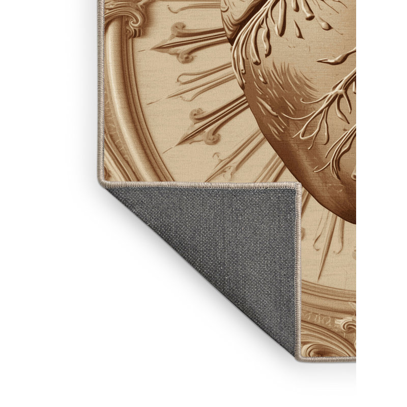 Tapis moelleux et moelleux à motif d'arc traditionnel orné de brun et beige, 2 pi x 3 pi