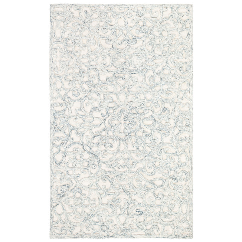 Tapis gris anthracite / ivoire en laine touffetée à la main Sarina, Rectangle 3 pi x 5 pi