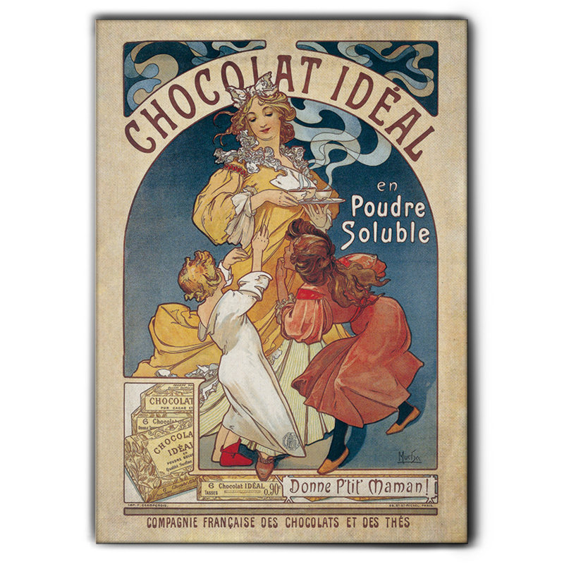 Chocolat Ideal by Alphonse Mucha - Rectangle Painting on Canvas