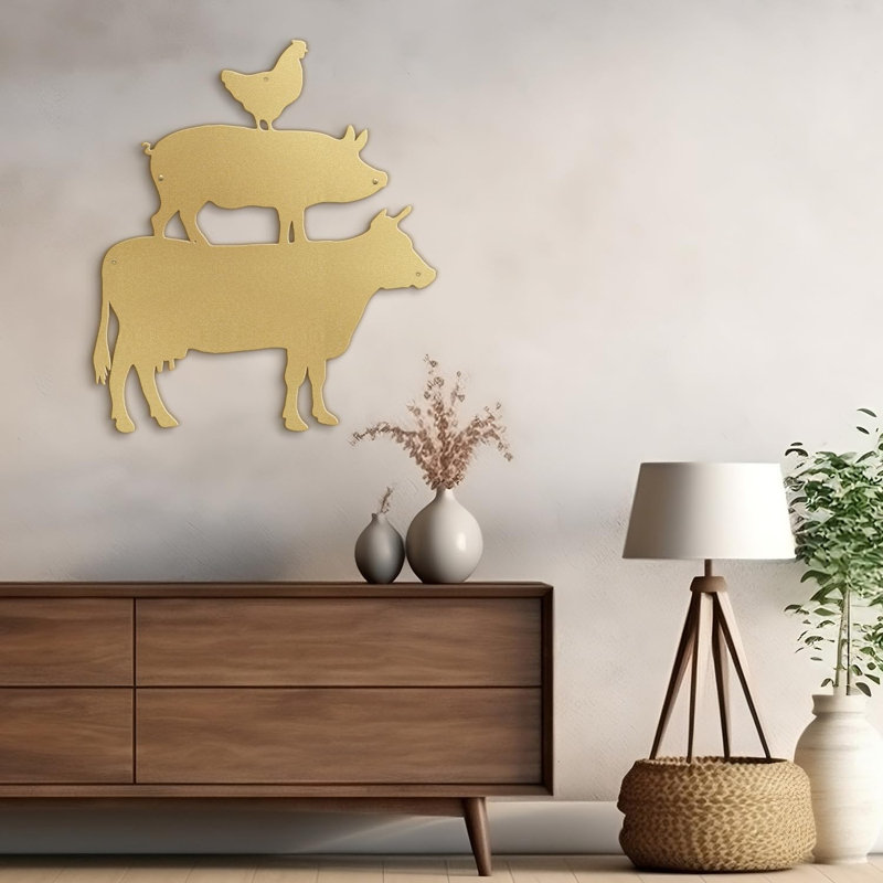 Décoration murale en métal, H 18 po x l 18 po x P 0,05 po, Or