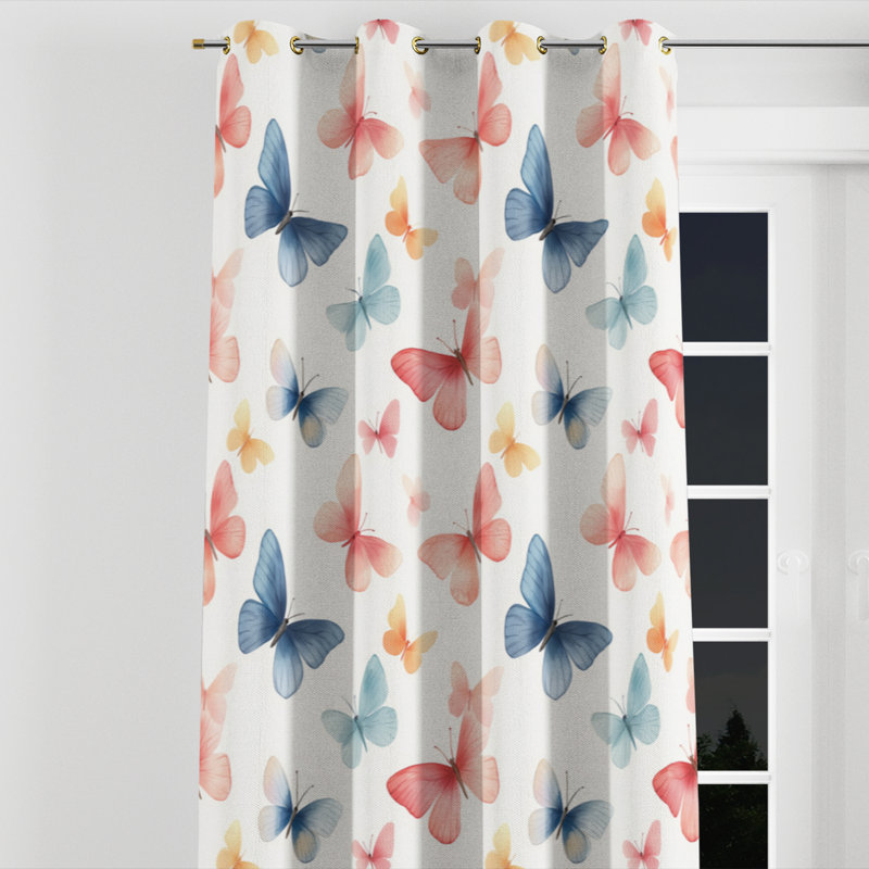 Rideaux à motif animalier avec œillets rouges - 1 panneau, L 52 po x L 120 po, Œillets dorés