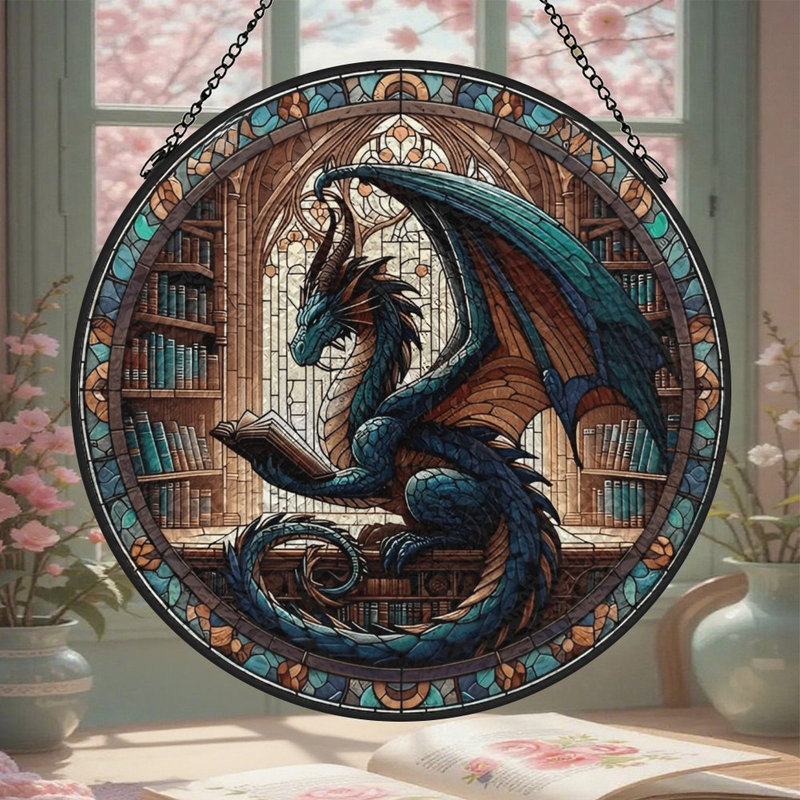 Panneaux de vitrail en forme de dragon, attrape-soleil pour la décoration de fenêtre, 3,5 x 3,5 po (9 x 9 cm)