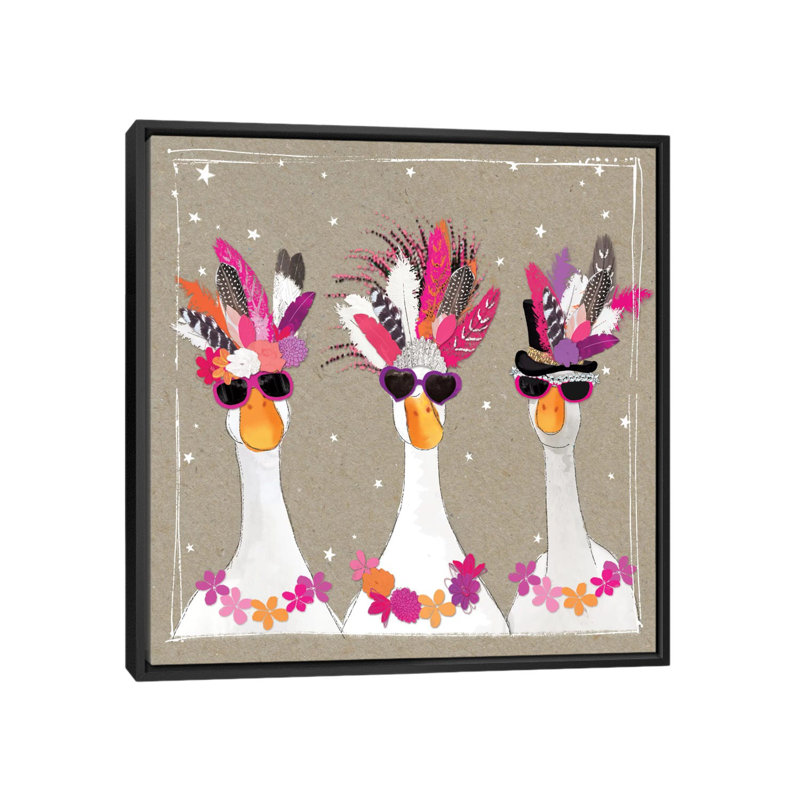 « fantaisiste short oiseau iii », impression sur toile, H 26 po x l 26 po x P 1,5 po, Toile encadrée noire