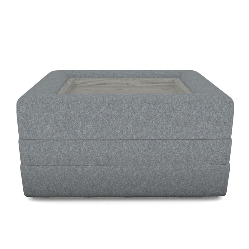 Boyden Ottoman with Wood Tray, Ian Pewter, Dove Gray