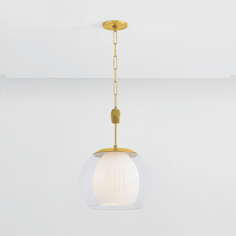 CLEMENTON PENDANT, 24" H x 17" W x 17" D, Brass