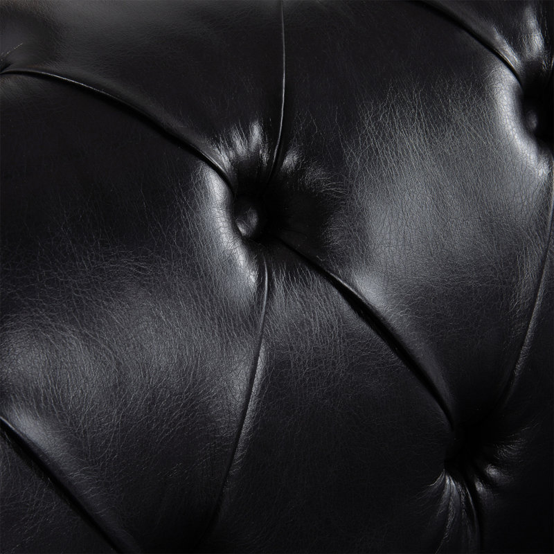 Canapé 3 places à coussin carré amovible de 84,06 po de largeur, Noir