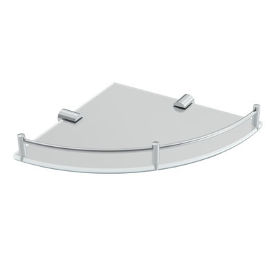 Glass Wall-Mounted Corner Shelf - Chrome, Premium Brass Construction, Installation Hardware Included