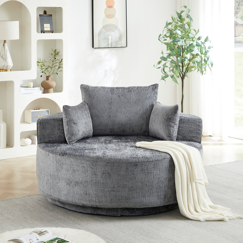 Fauteuil lit simple pivotant à 360 degrés, Gris, Polyester