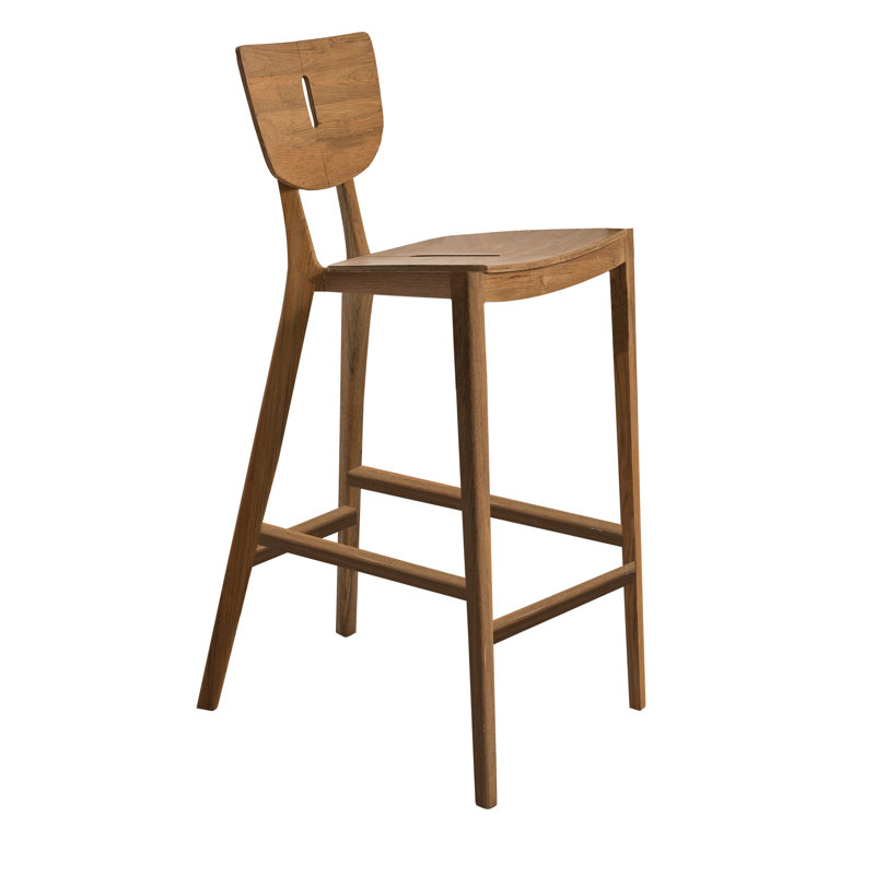 Diuna 31.13" Teak Patio Bar Stool
