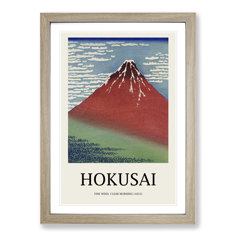Fine Wind, Clear Morning by Katsushika Hokusai - Single Picture Frame Print, 36cm H x 27cm W x 2cm D, Oak Framed