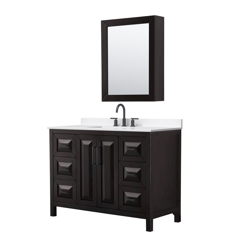 Daria 48'' W Vanity, Matte Black, Brown, White Quartz