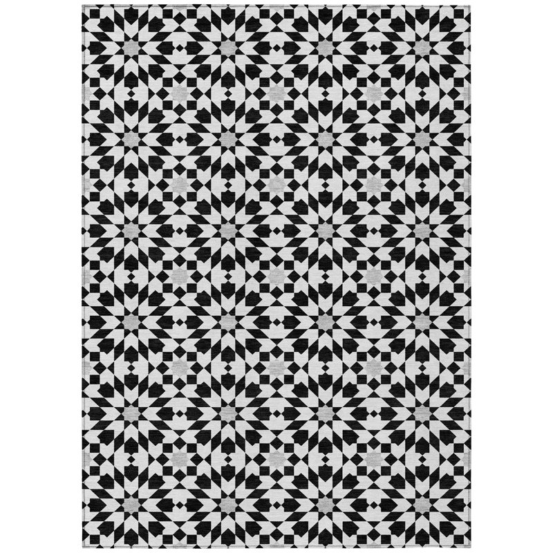 Flatweave Washable Floral Indoor / Outdoor Rug, Rectangle 10' x 14'