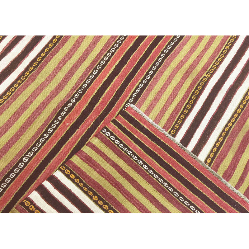 Tapis unique en laine noué à la main de style années 1960 de 5 pi 2 po x 7 pi 10 po orange / crème