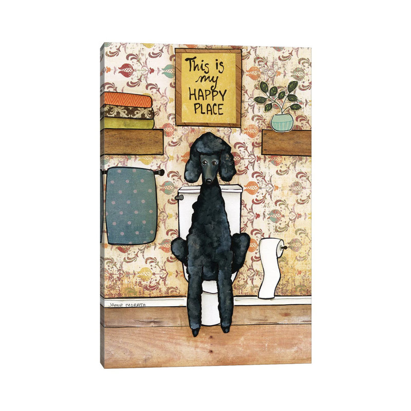 « Happy place Poodle » par Jamie Morath-impression, H 40 po x l 26 po x P 1,5 po, Toile tendue, Pas de tapis
