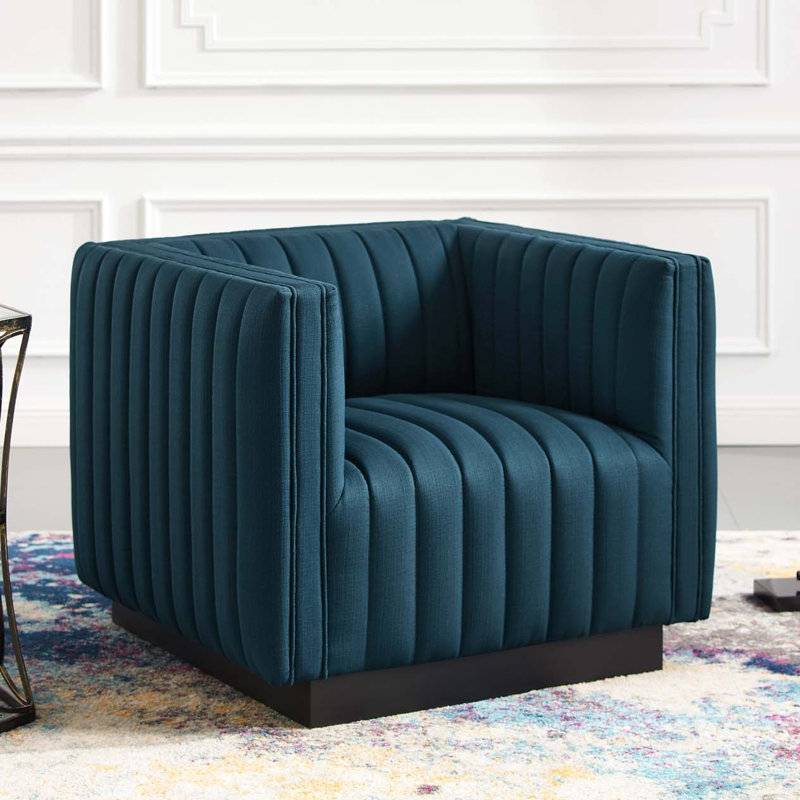 Perception 87.63Cm Wide Tufted Polyester Armchair, Azure