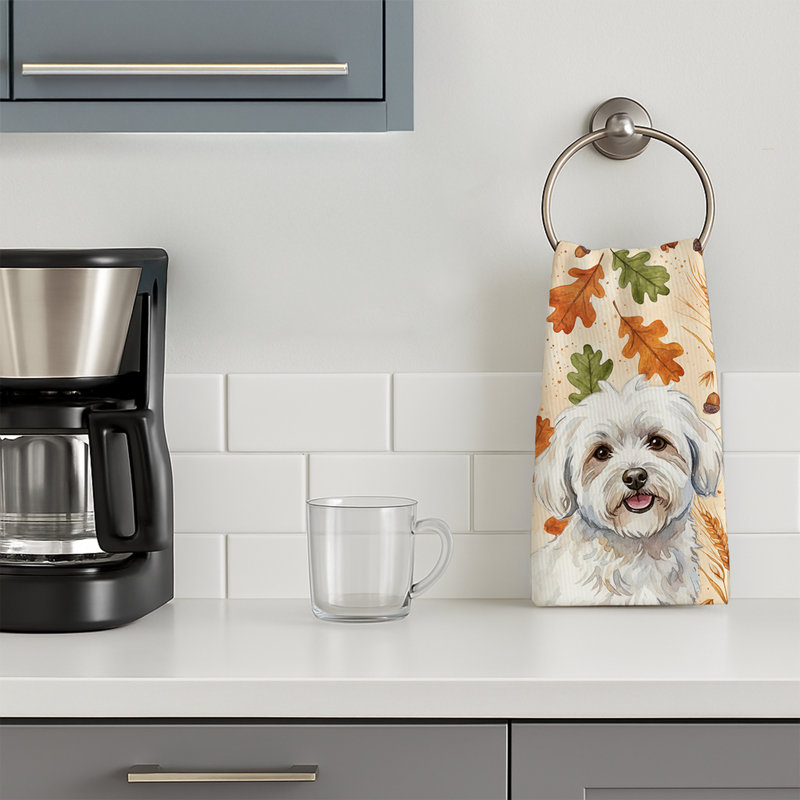 Coton de Tulear Heirloom Fall Kitchen Towel, Coton de Tulear