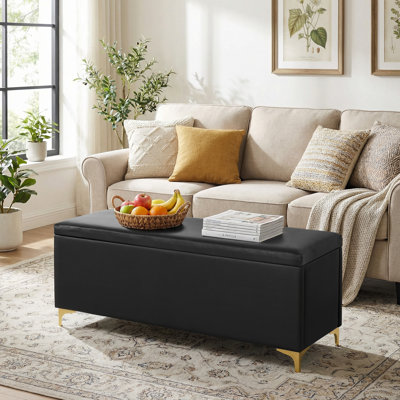 Banc de rangement moderne avec repose-pieds noir