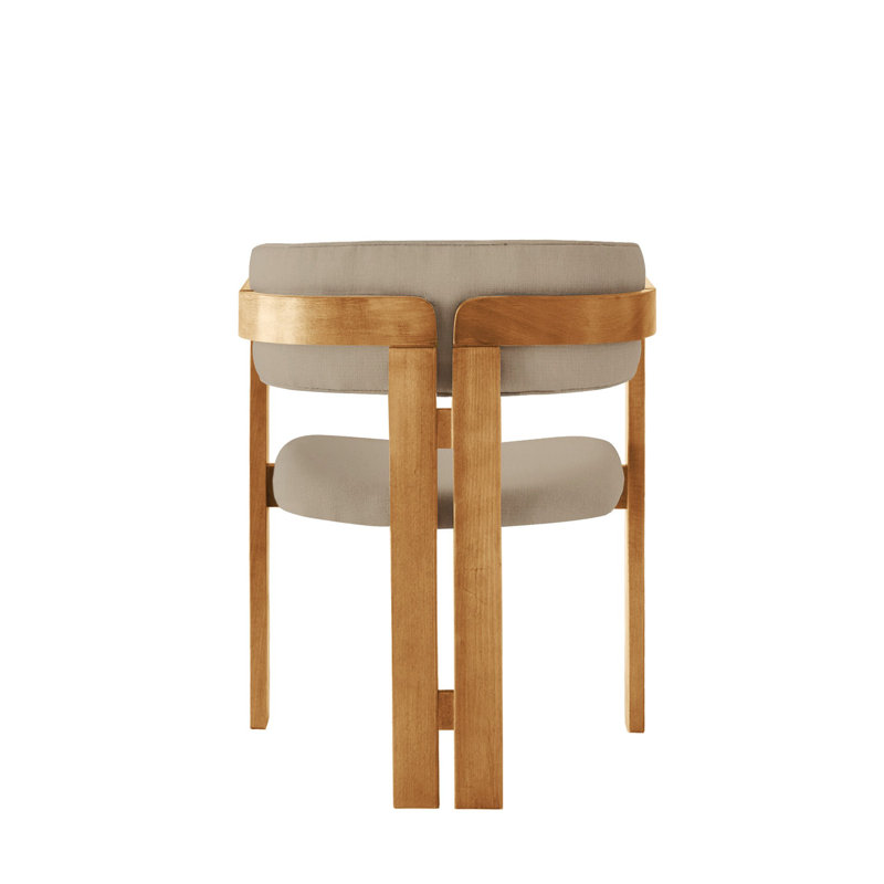 Modern Scandinavian Chair, Oak & Mink Color, 22.8 x 29.9 x 19.3 inches | 100% Wood Frame, Linen Fabric & Plywood Seat | Bearing Capacity: 408 lbs | Stylish & Comfortable for Living Room or Office Use