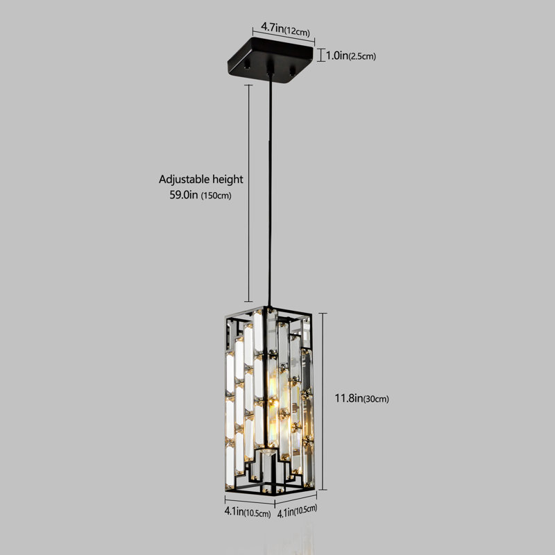 Lustre en cristal moderne avec finition noire (ensemble de 3), Noir satiné