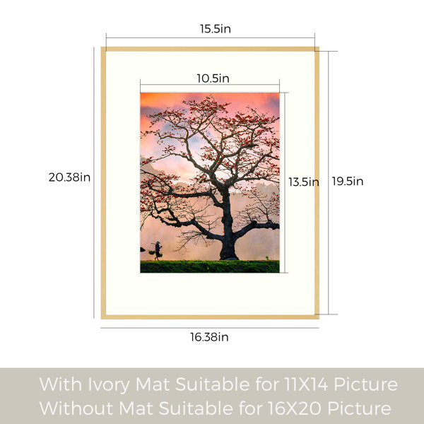 Latitude Run® 16x20 Gallery Picture Frame, Display Poster 11x14 with Ivory  Mat, for Photo Collage Canvas & Reviews