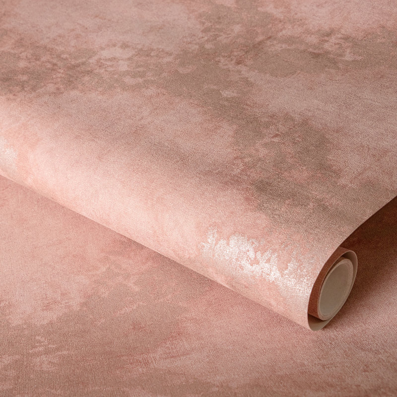 Crafted Silky Metallic Stamped Texture Design 33' L x 21" W Wallpaper Roll, Brick Red