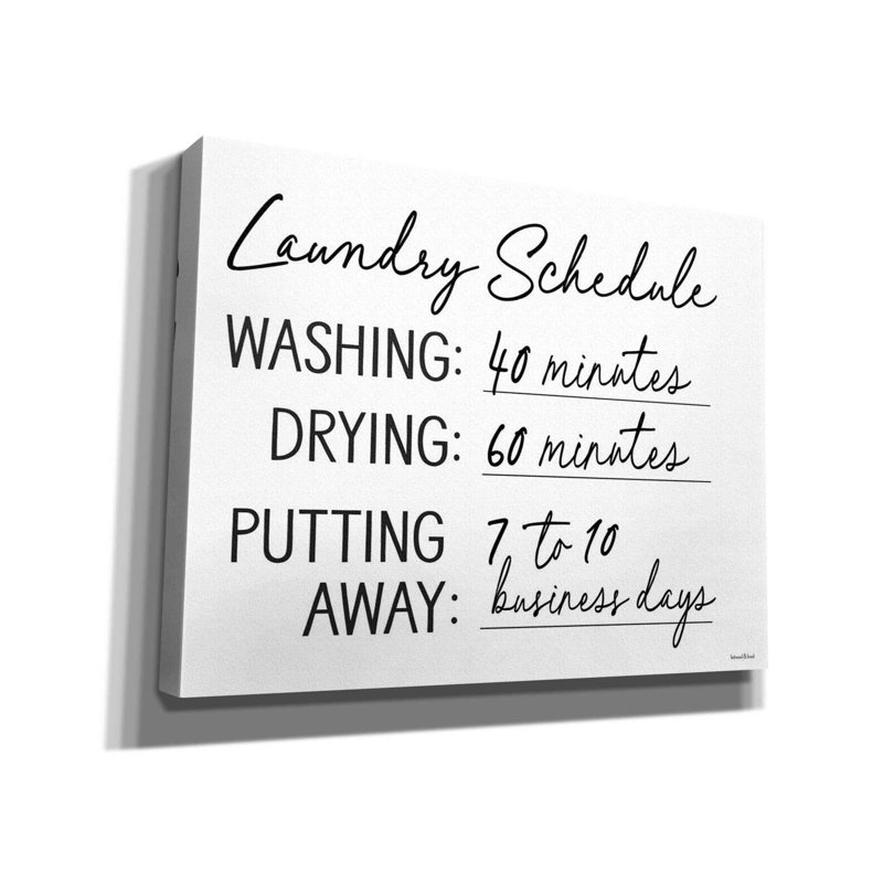 Harmina " Laundry Schedule " Print, 26" H x 34" W x 1.5" D