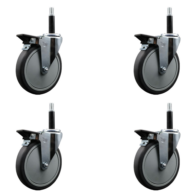 Ensemble de roulettes extensibles en caoutchouc thermoplastique pivotant 3/4 po avec frein SCC