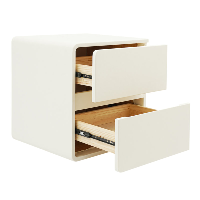 Minimalist Solid Wood Bedside Table Nightstand With 2-Drawer(Right Hand)
