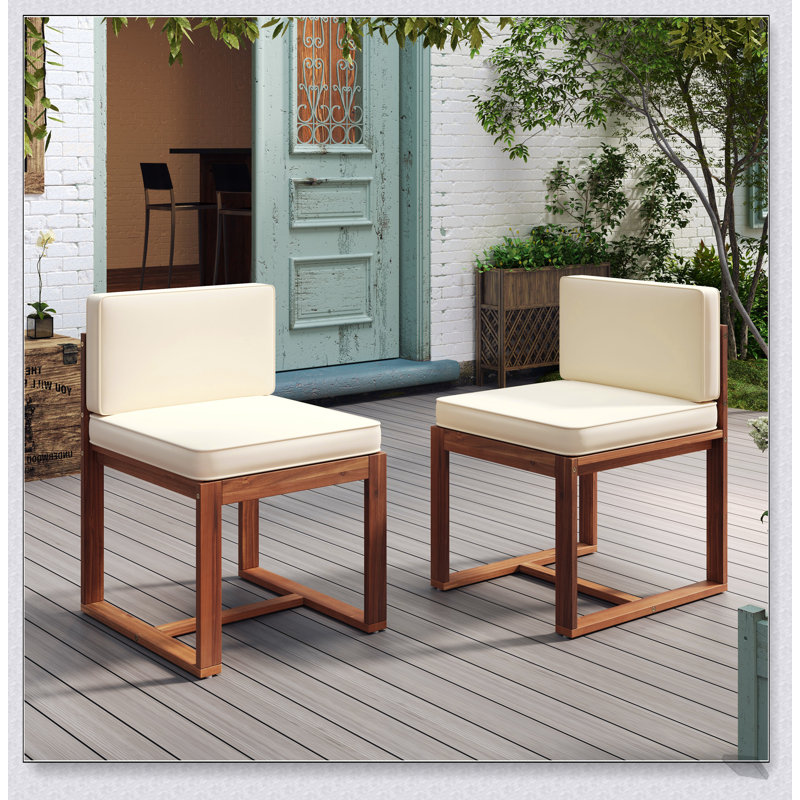 Ensemble de 2 chaises de patio en bois massif durable avec coussins moelleux pour le confort et l'élégance
