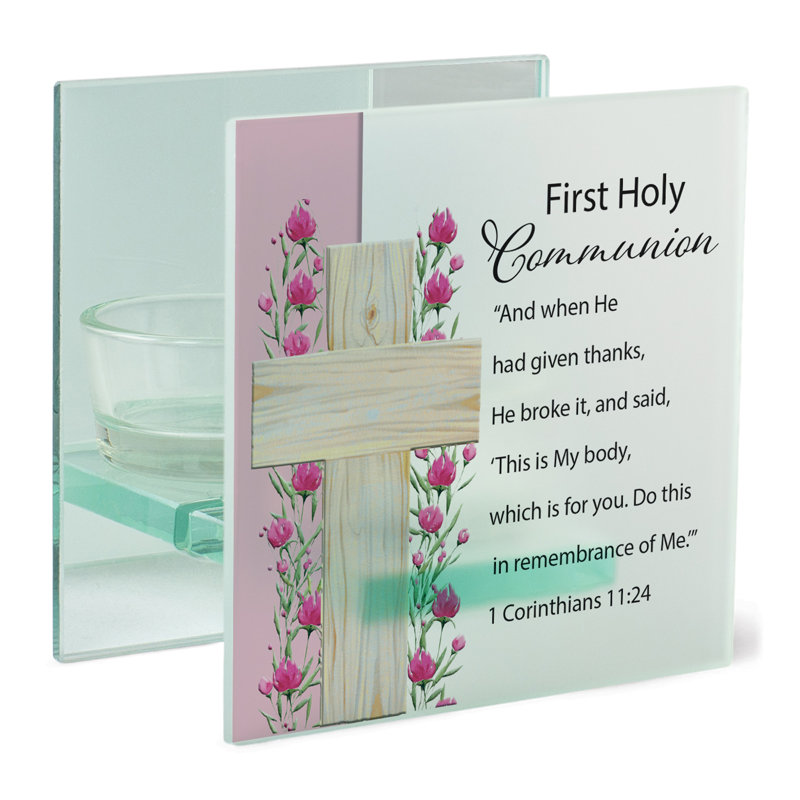 4'' H Glass Tabletop Tealight Holder with Candle Included