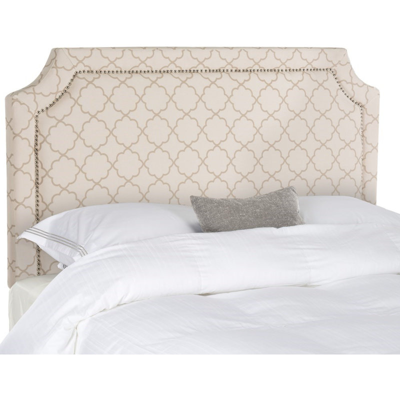 Stallings Upholstered Panel Headboard, Full, Pale Pink/Beige, Linen