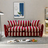 Simple Red And White Wide Striped Sofa