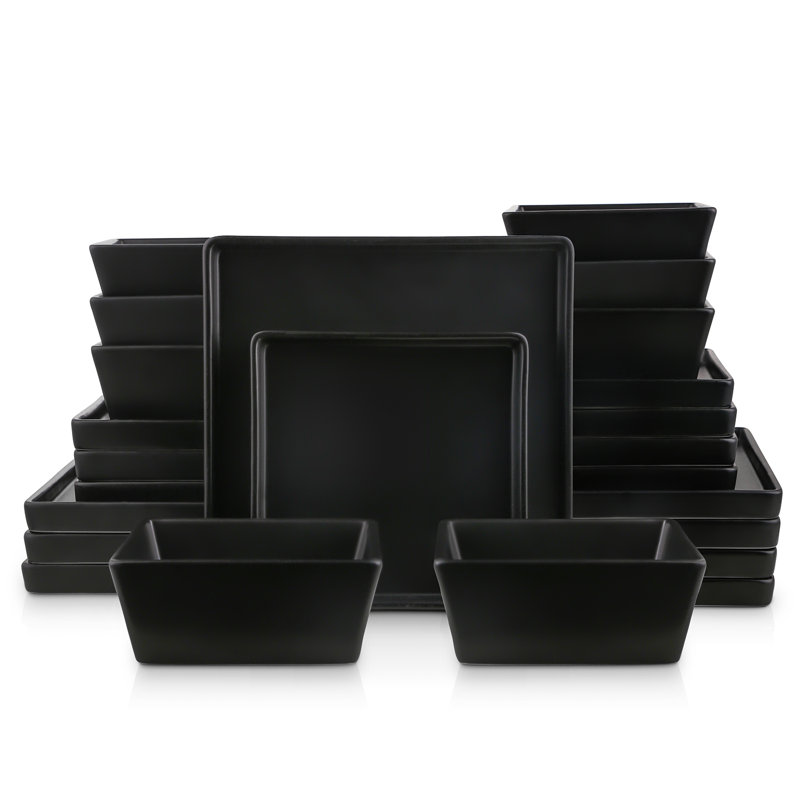 Service de table 24 pièces Heidfried Stone Lain Grace, Noir