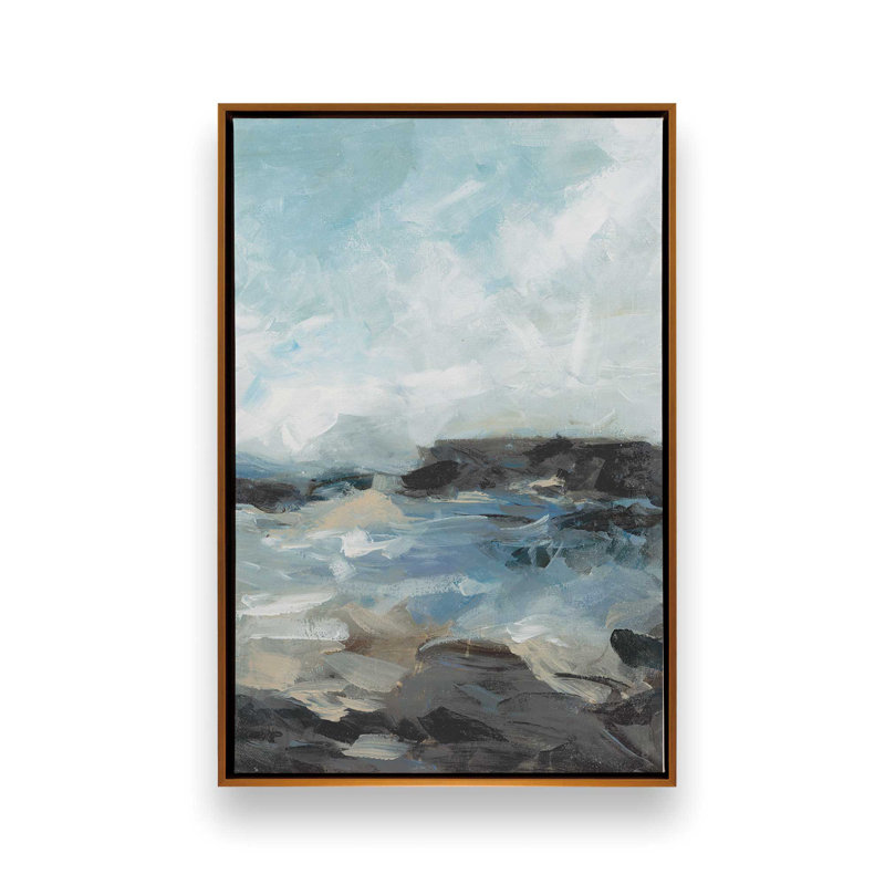 Windswept Waters II, reproduction sur toile dans un cadre, H 36,75 po x l 24,75 po, Or poli