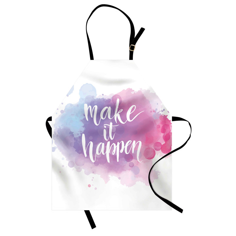 East Urban Home Modern Apron Unisex, Positive Words Paint, Adult Size, Blue Fuchsia