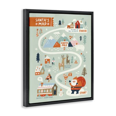 Jolly Map Of North Pole Canvas Wall Art by Irene Chan