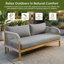 Lit de jour d'extérieur en corde d'acacia-bois, canapé de patio intérieur-extérieur avec coussin de siège épais et 2 coussins, gris