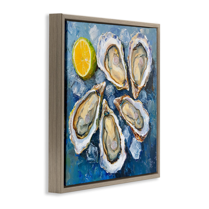  «Lemon & Oysters», art mural sur toile par LSR Design Studio, Cadre flottant orme Montalcino, H 18 po x l 18 po