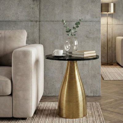 Marble Top Pedestal Round Side Table