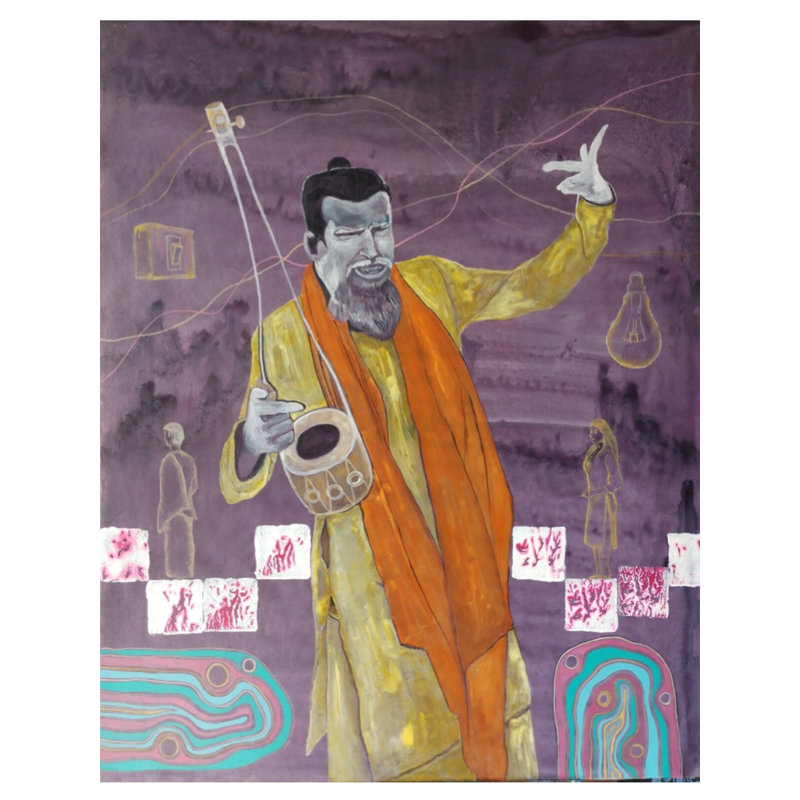 Baul Singer - Le Saint | Acrylique sur toile | Par Chinmoy Pandit