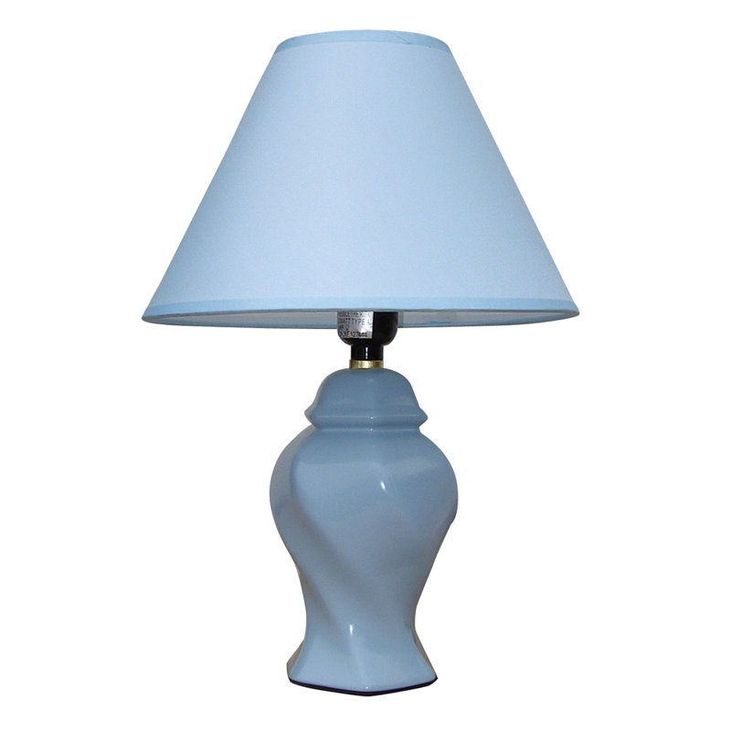 Ceramic Lamp, Green, 15'' H X 10'' W X 10'' D