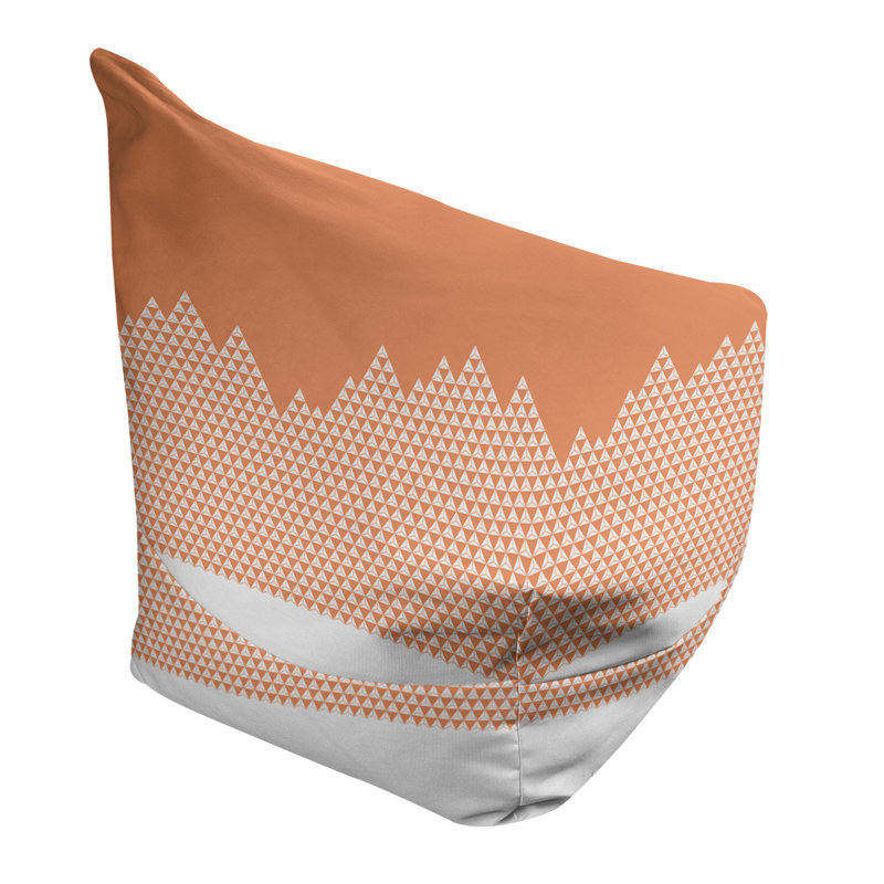 Sac de pois Leffel, H 27 po x l 30 po x P 25 po, Housse de pouf, Orange et gris