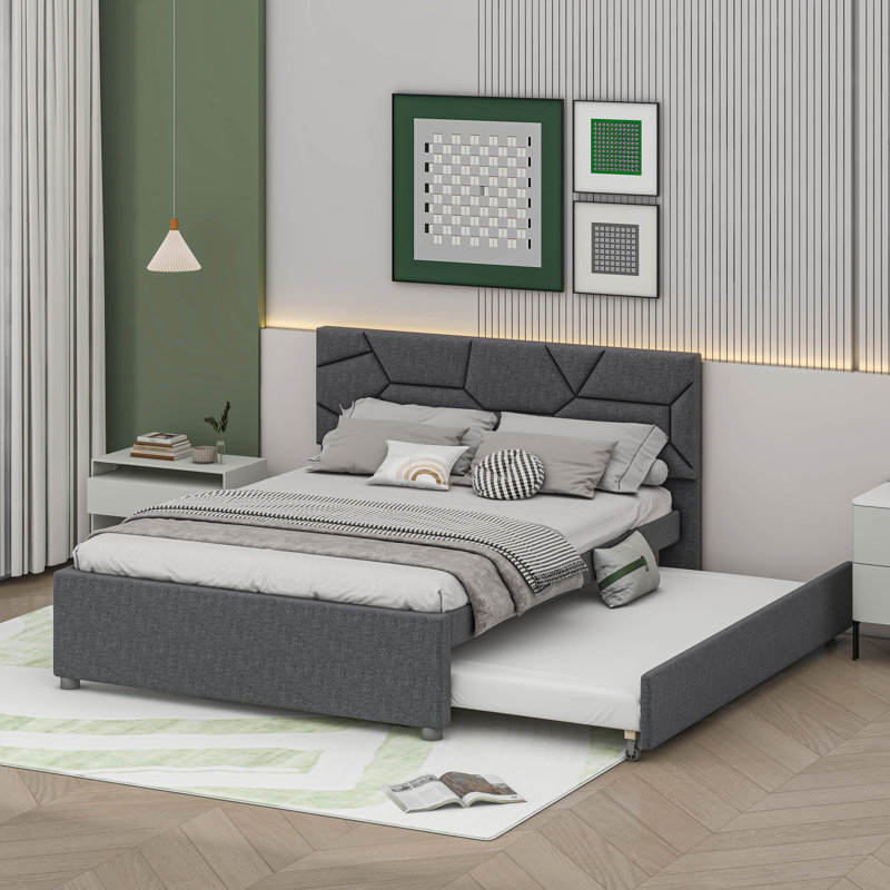 Veljkov Upholstered Platform Bed, Gray, Queen