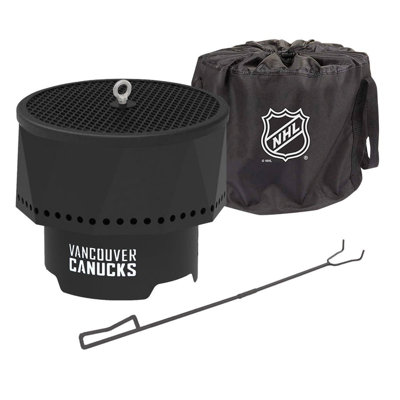 Foyer extérieur portable sans fumée Ridge en acier des Canucks de Vancouver (NHL), avec sac de transport et pare-étincelles, pour bois de chauffage et granulés de bois